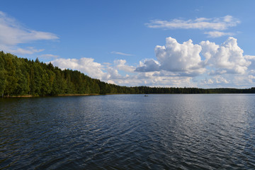 Лесное озеро. Лодка.
