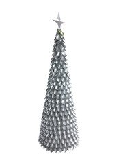 Abstract creative Christmas tree made from silver spoon isolated