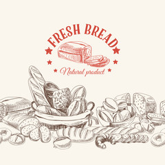 Vector bakery retro background. 