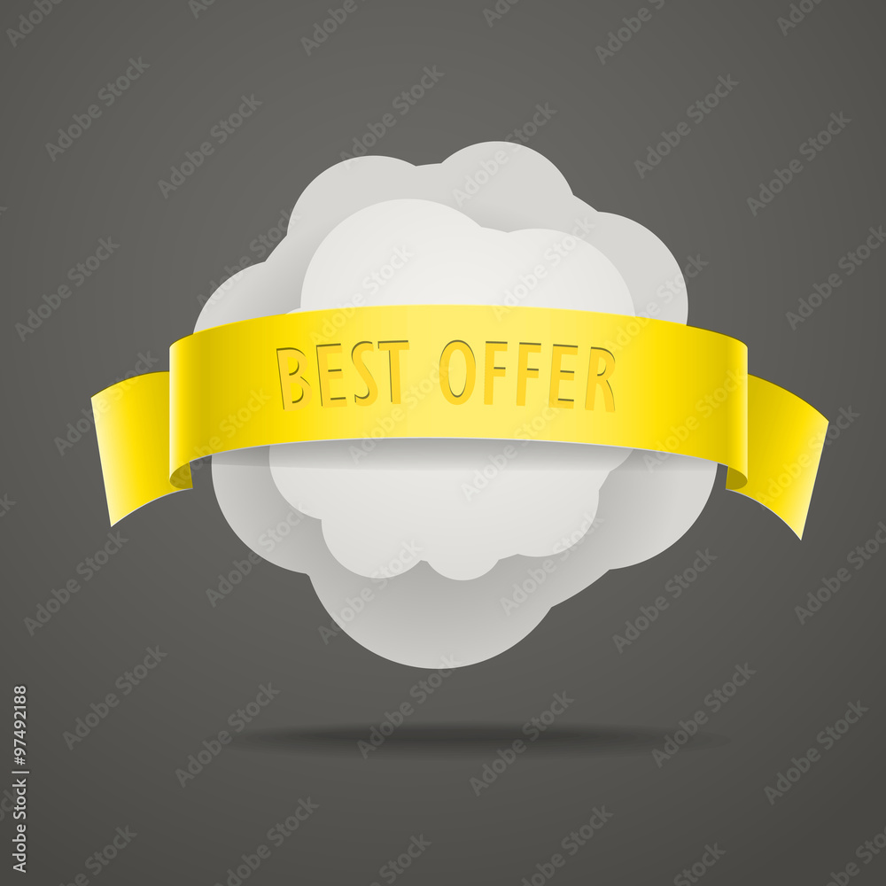 Aufkleber Abstract speech cloud with color ribbon. Template for a text