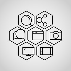 Different lineart icons set. Appication or web interface icons c
