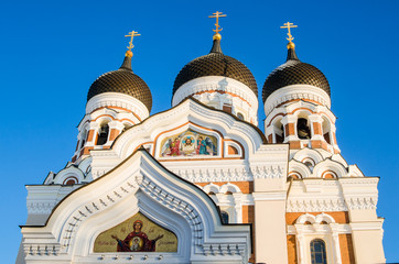Fototapeta na wymiar Facade of the Alexander Nevsky Cathedral in Tallinn