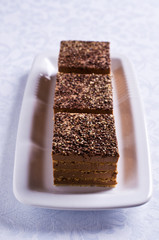 Cake with chocolate cream