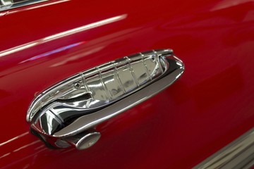 Red classic car door handle