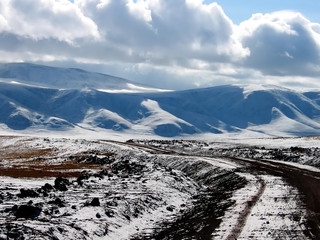 the rough road in Tibetan Plateau