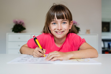 Girl ready to do her homework