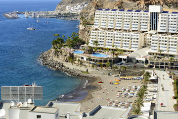 View of Taurito and Puerto de Mogan in the background. Gran Canaria Island, Spain.