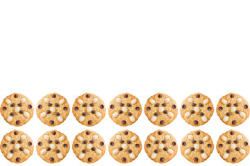 Macadamia and Chocolate Chip Cookies isolated on white backgroun