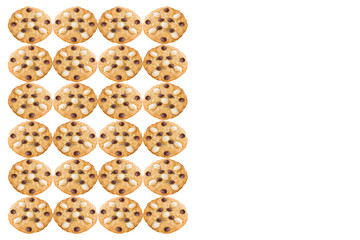 Macadamia and Chocolate Chip Cookies isolated on white backgroun