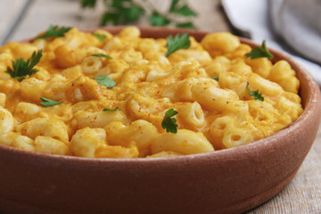 Pasta with pumpkin and cheese creamy