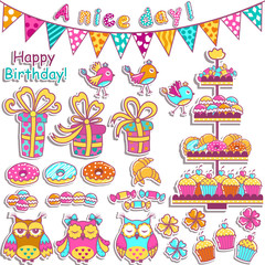 Set for a birthday on a white background