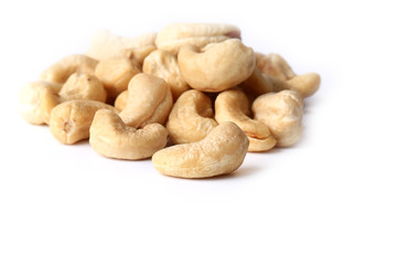 Cashew nuts isolated on a white background eco organic healthy lifestyle soft selective focus