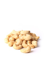 Fototapeta na wymiar Cashew nuts isolated on a white background eco organic healthy lifestyle soft selective focus