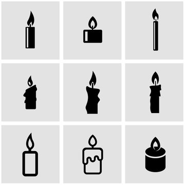 Vector black candles icon set. Candles Icon Object, Candles Icon Picture, Candles Icon Image - stock vector