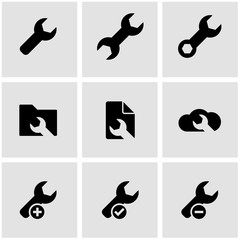 Vector black spanners icon set. Spanners Icon Object, Spanners Icon Picture, Spanners Icon Image - stock vector