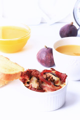 breakfast baked figs with bacon cheese walnuts