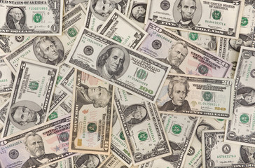 Different dollar notes background