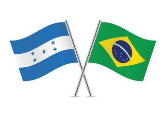 Brazil and Honduras flags. Vector illustration.
