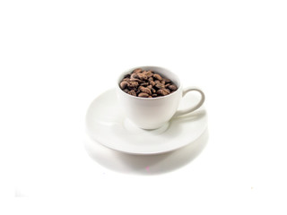 Coffee cup and coffee beans