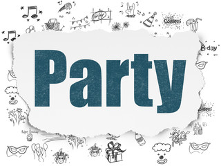 Holiday concept: Party on Torn Paper background