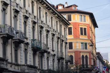 Fototapeta na wymiar Milan (Italy): old residential building