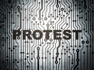Political concept: circuit board with Protest