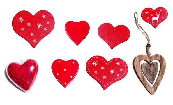 Set of different decorative hearts