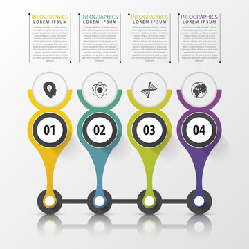 Timeline infographics design template with numbers. Modern conce