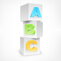 Education ABC blocks color on white, vector illustration