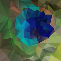 vector polygon background with irregular tessellations pattern - triangular design in peacock plume colors - .green, blue