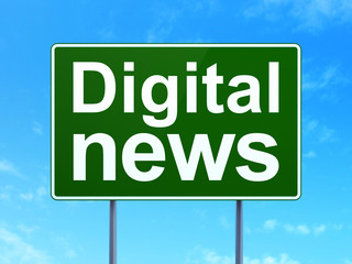 News concept: Digital News on road sign background