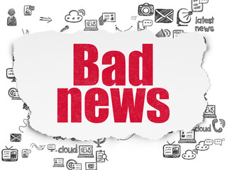 News concept: Bad News on Torn Paper background