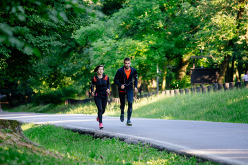 Couple running in the park
