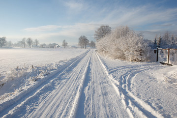 Snowy winter road