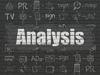 Marketing concept: Analysis on wall background
