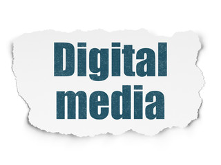 Advertising concept: Digital Media on Torn Paper background