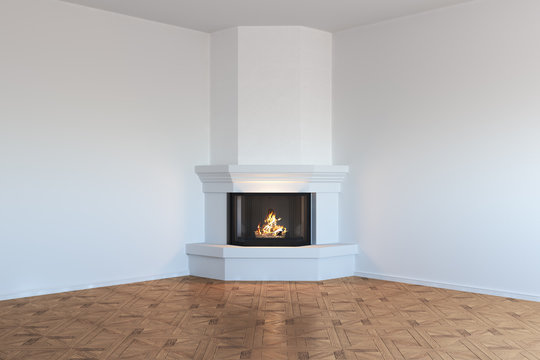 Fireplace in empty room