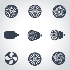 Vector black turbines icon set. Turbines Icon Object, Turbines Icon Picture, Turbines Icon Image - stock vector