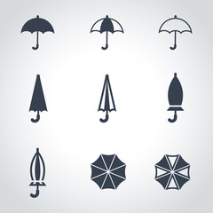 Vector black umbrella icon set. Umbrella Icon Object, Umbrella Icon Picture, Umbrella Icon Image - stock vector - 97503397