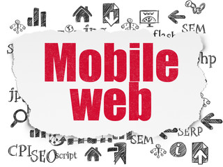 Web design concept: Mobile Web on Torn Paper background