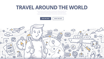 Traveling the World Doodle Concept