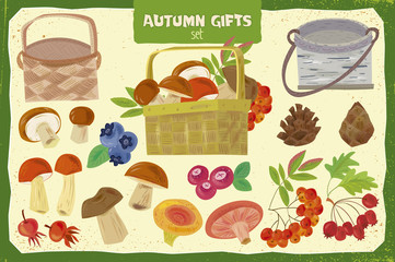 Autumn_gifts.Illustration.Separate layers of objects and background for easy editing