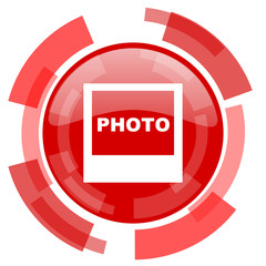 photo red glossy web icon