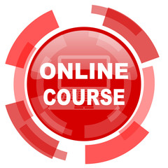 online course red glossy web icon