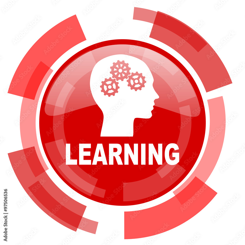 Poster learning red glossy web icon