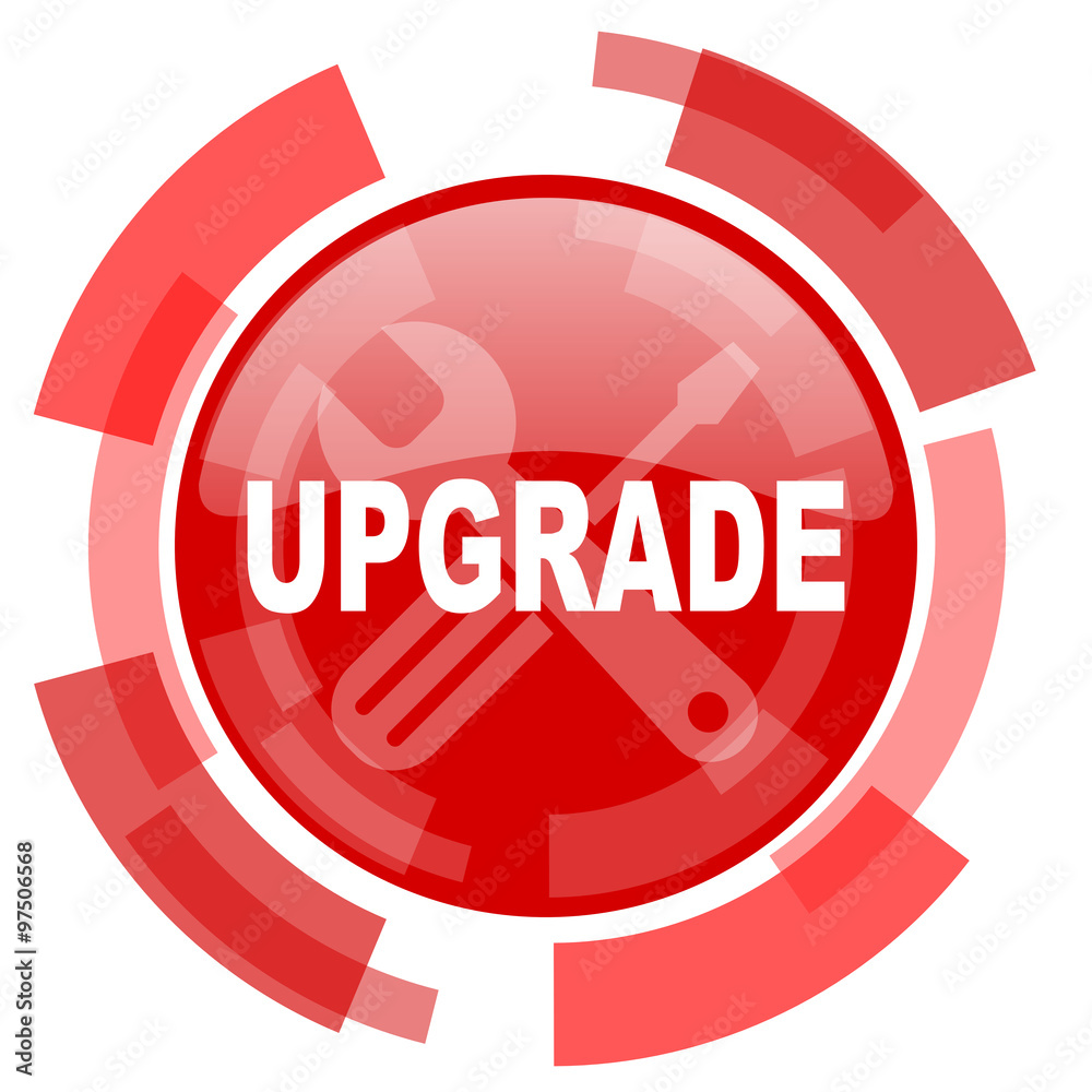Aufkleber upgrade red glossy web icon