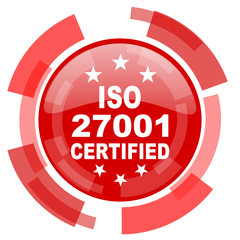 iso 27001 red glossy web icon