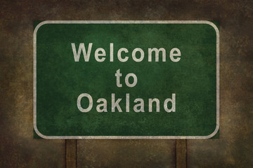 Welcome to Oakland roadside sign illustration