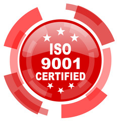 iso 9001 red glossy web icon