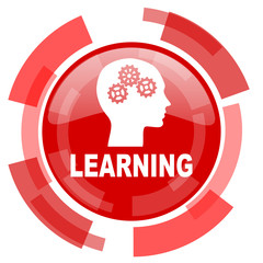 learning red glossy web icon